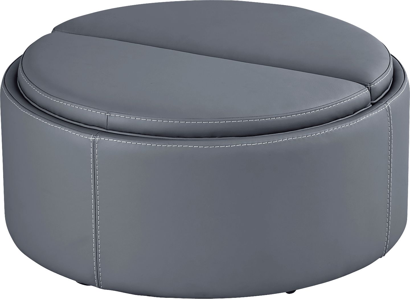 Alessio Navy Leather Cocktail Storage Ottoman