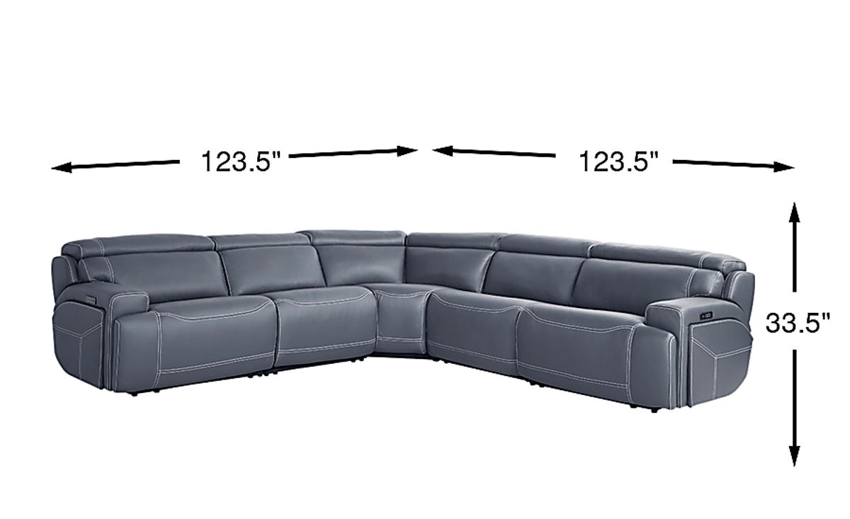 Cindy Crawford Alessio Navy Blue Leather 5 Pc Dual Power Reclining