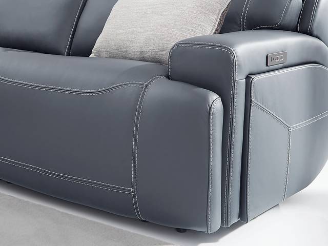 Alessio Navy Leather 9 Pc Dual Power Reclining Sectional Living Room - Thumbnail - Image 11