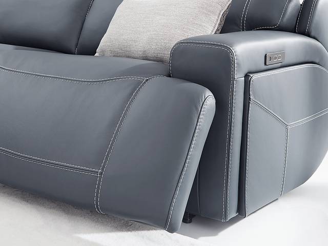 Alessio Navy Leather 9 Pc Dual Power Reclining Sectional Living Room - Thumbnail - Image 8