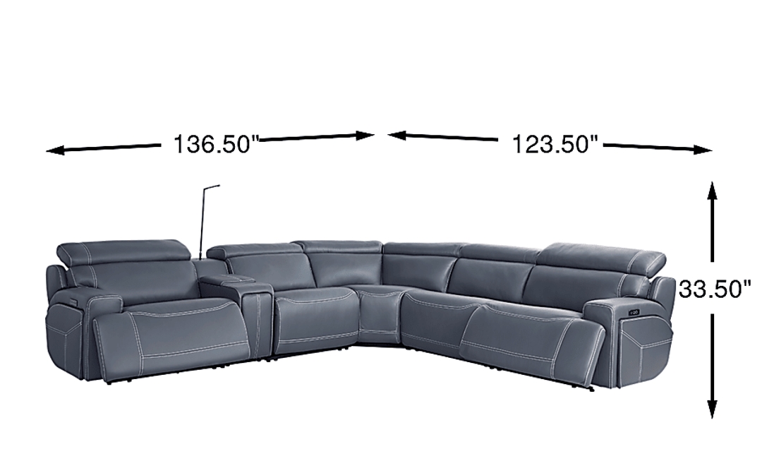 Alessio Leather 6 Pc Dual Power Reclining Sectional