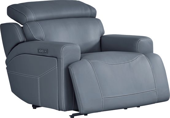 Alessio Navy Leather Dual Power Recliner