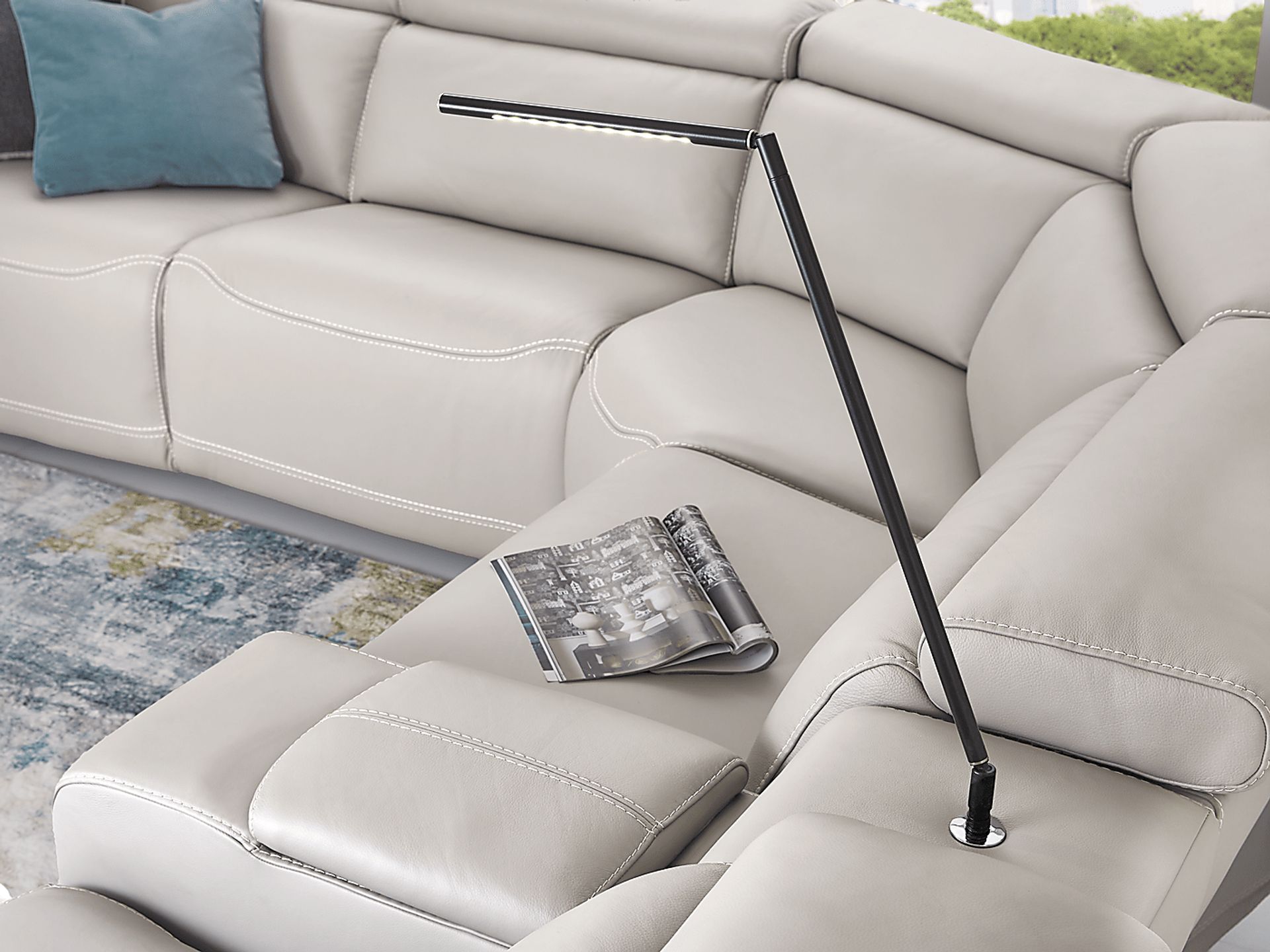 Alessio White Leather 6 Pc Dual Power Reclining Sectional - Image 7