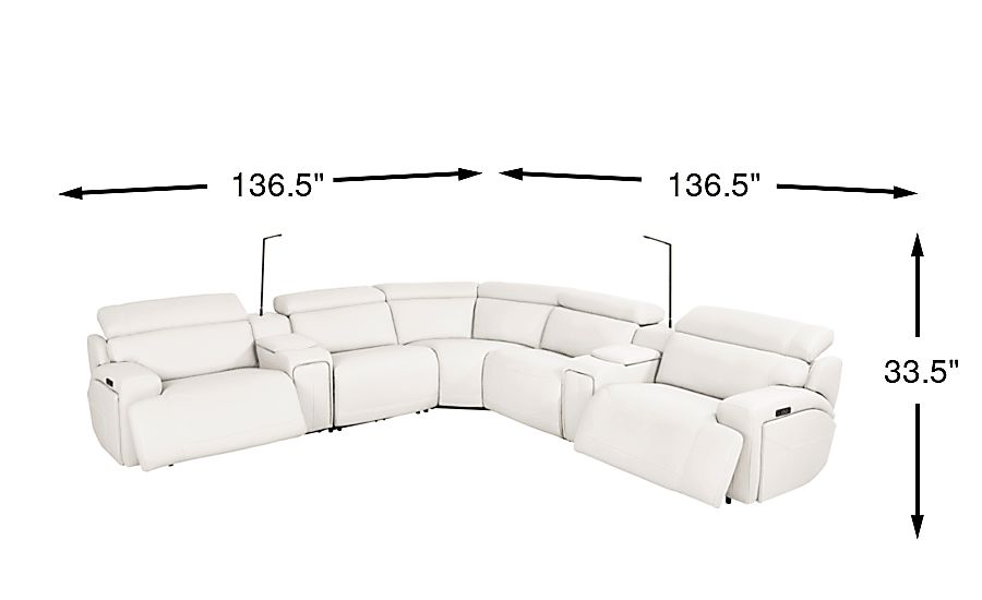 Alessio Leather Dual Power Reclining Sectional - Thumbnail 4
