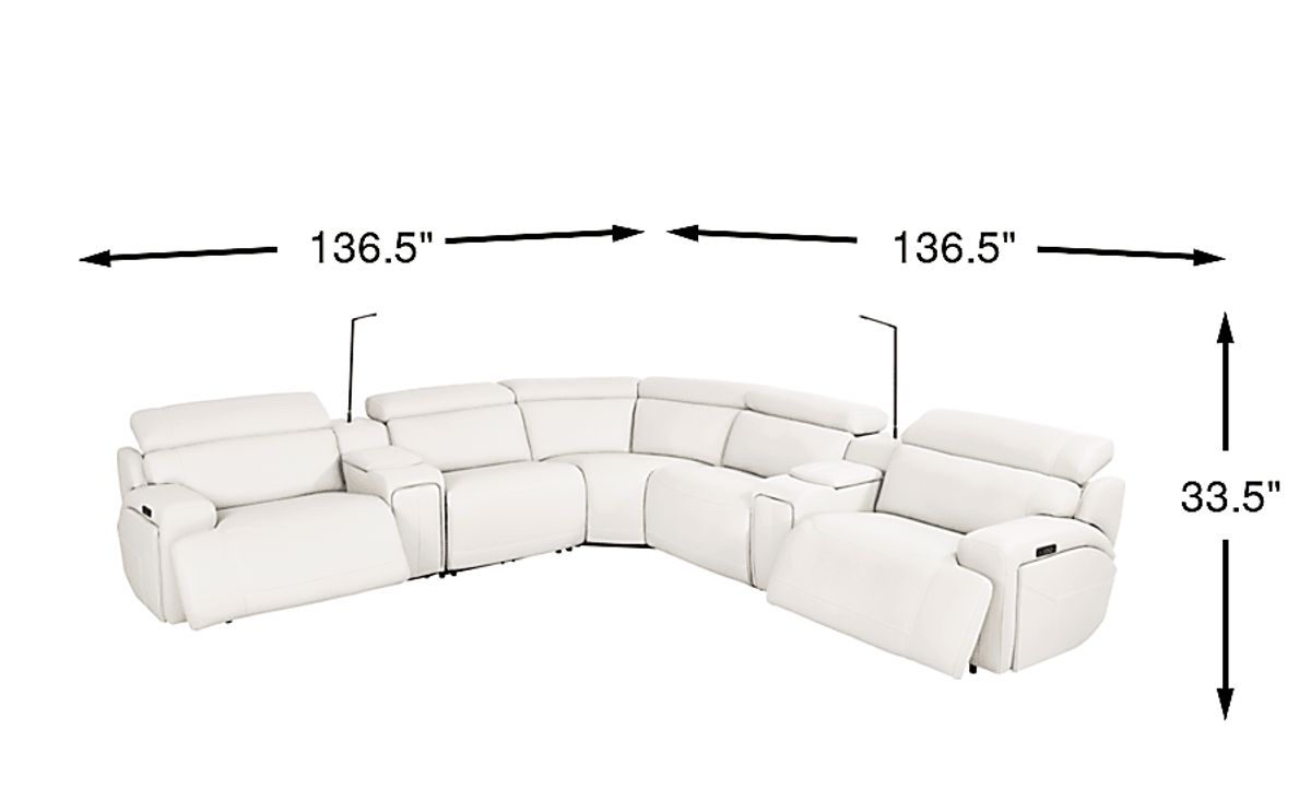 Cindy Crawford Alessio White Leather 7 Pc Dual Power Reclining