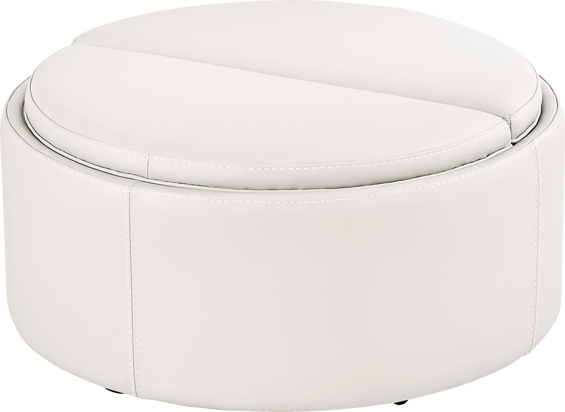 Alessio White Leather Cocktail Storage Ottoman - Image 3