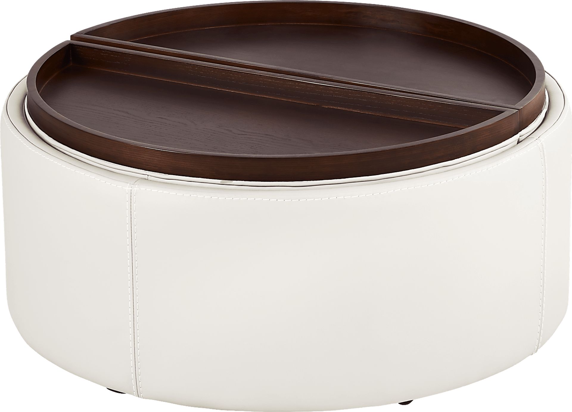 Alessio White Leather Cocktail Storage Ottoman - Image 4
