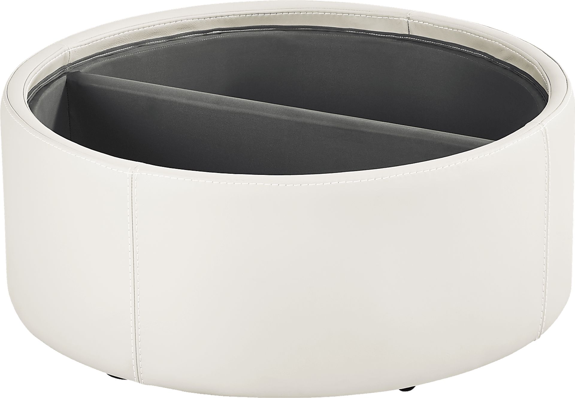 Alessio White Leather Cocktail Storage Ottoman - Image 5