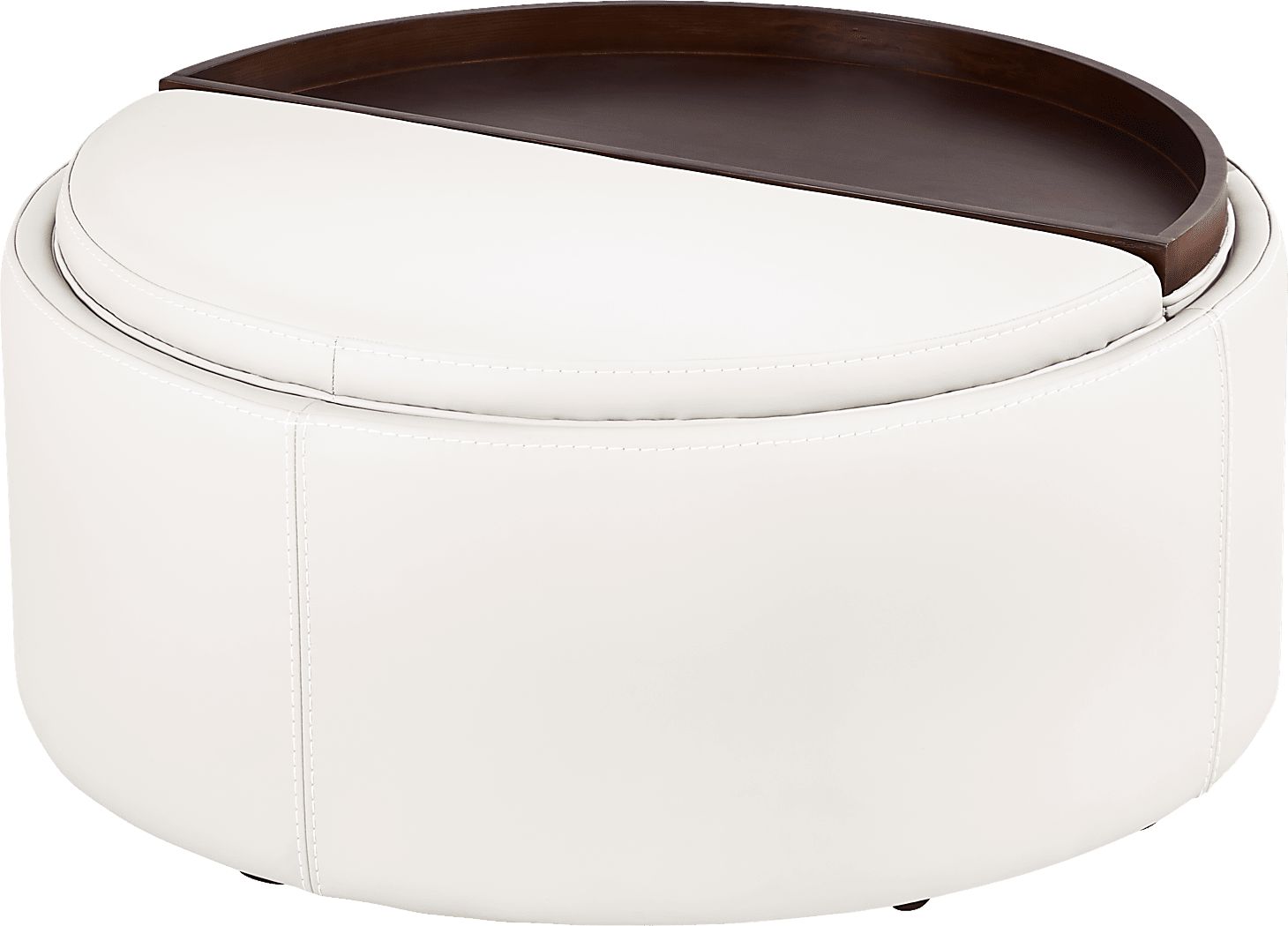 Alessio White Leather Cocktail Storage Ottoman