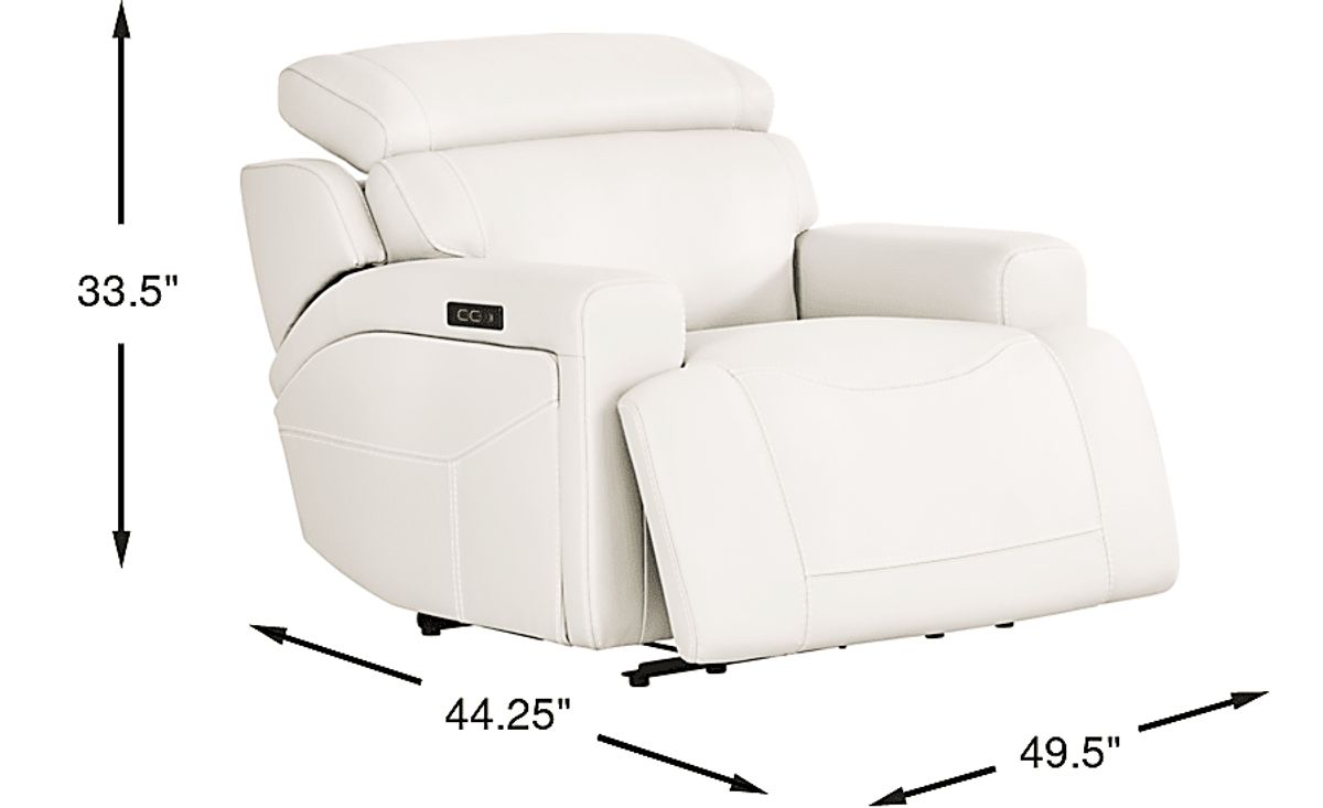 Cindy Crawford Alessio White Leather Dual Power Recliner | Rooms to Go