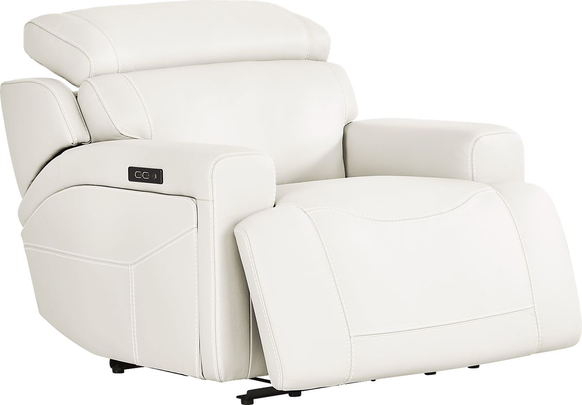 Cindy Crawford Alessio White Leather Dual Power Recliner | Rooms to Go