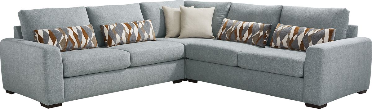Alexander Blue Chenille Fabric 3 Pc Sectional | Rooms to Go