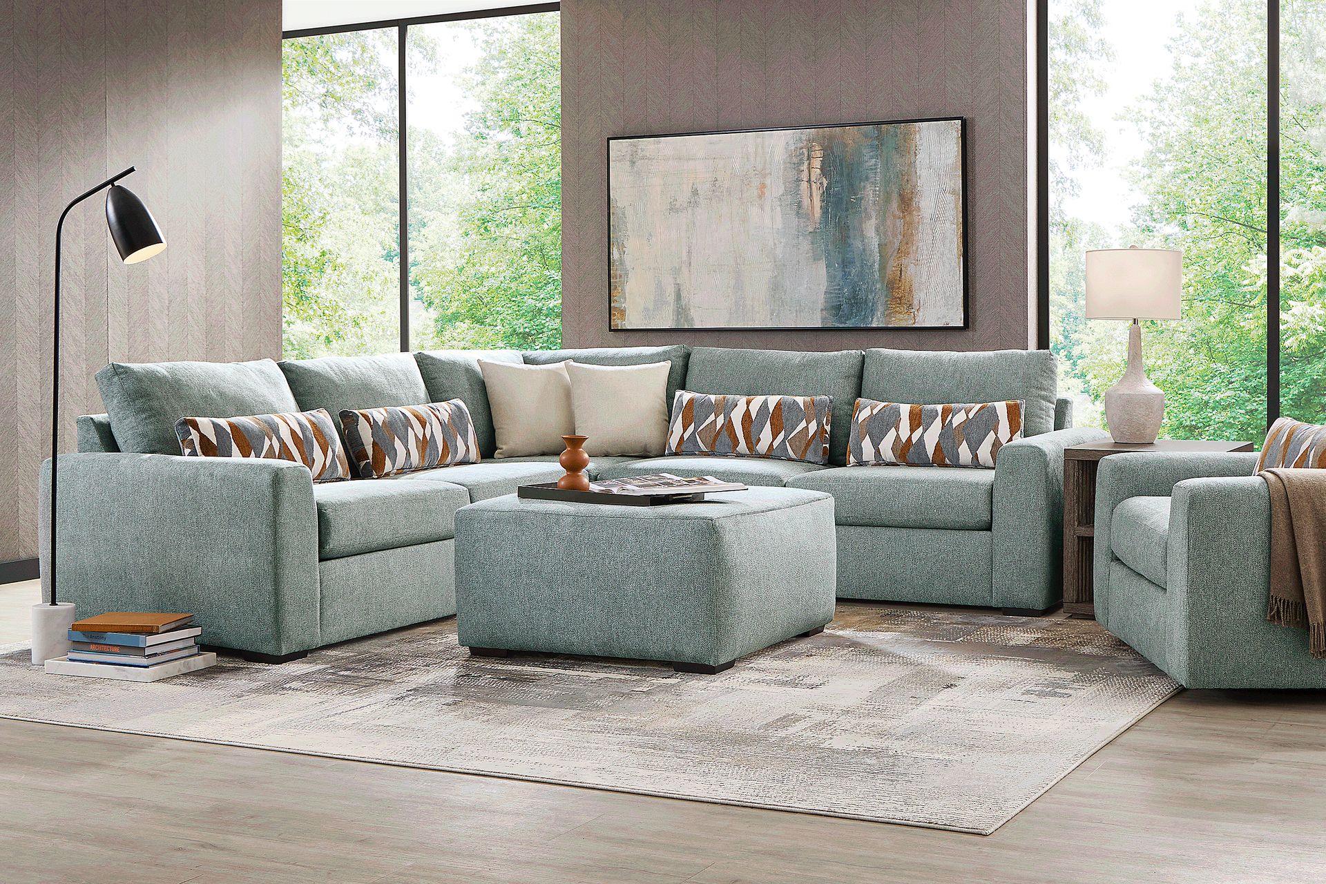 Alexander Blue 4 Pc Sectional Living Room - Image 1