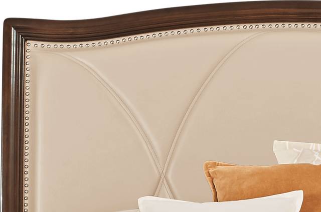Alexi Cherry 5 Pc King Panel Bedroom with Cream Inset - Thumbnail - Image 5