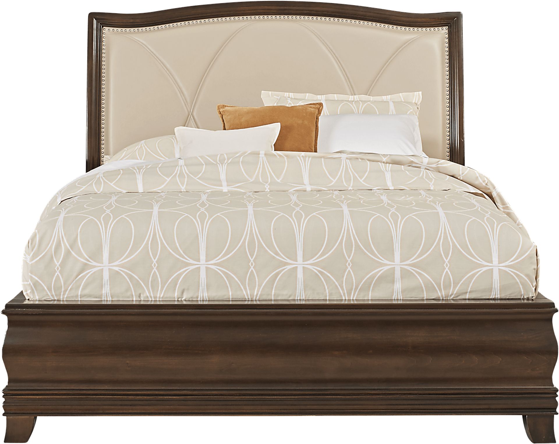 Alexi Cherry 3 Pc Queen Bed with Cream Inset - Image 1