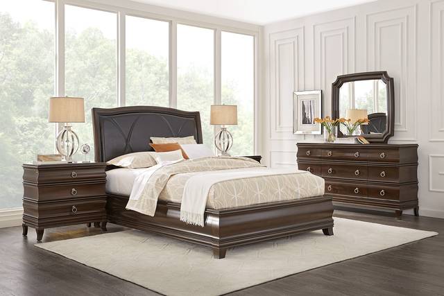 Alexi Cherry 5 Pc Queen Panel Bedroom with Chocolate Inset - Thumbnail - Image 1