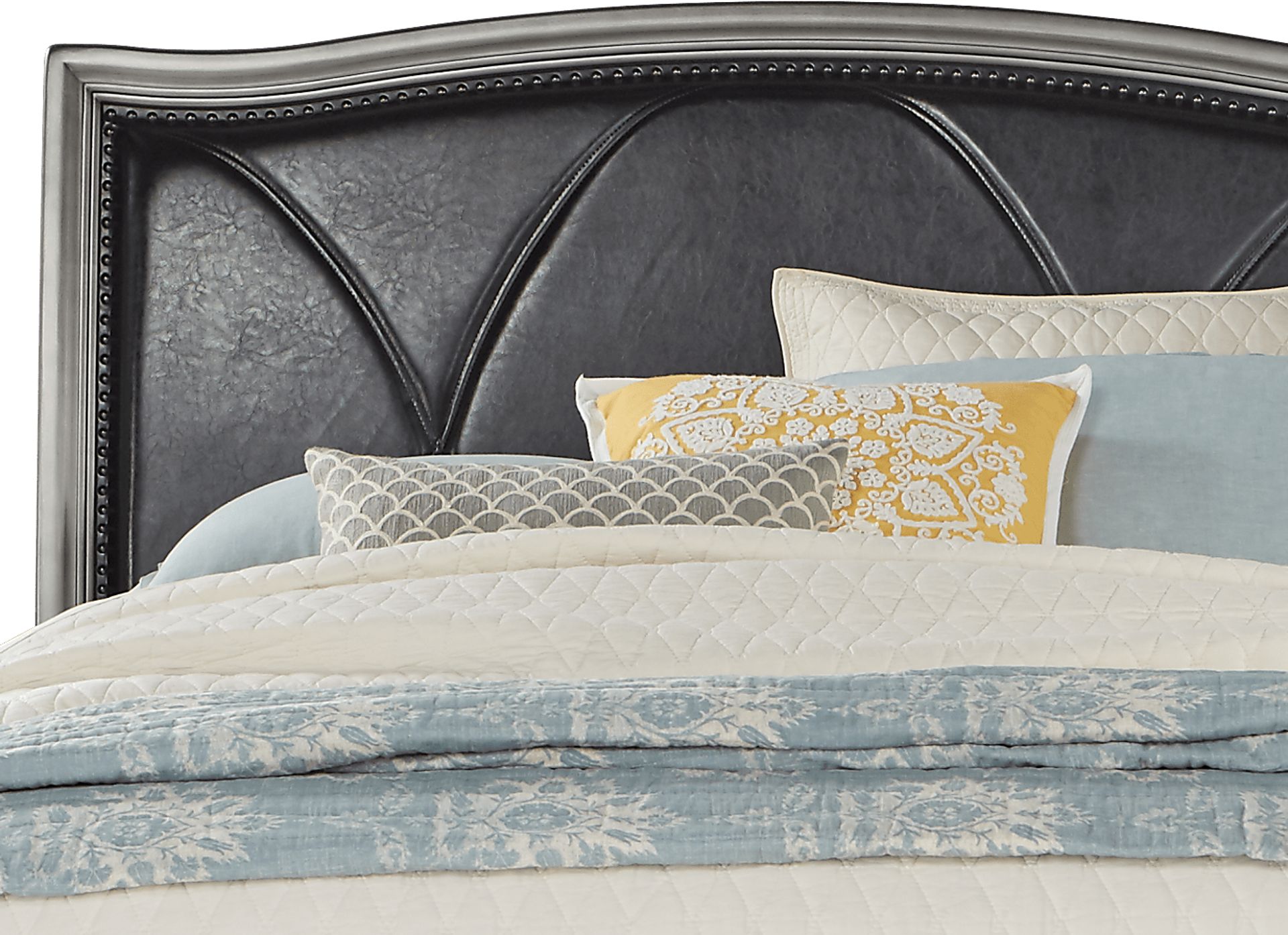 Alexi Silver 3 Pc King Bed with Chocolate Inset - Image 3