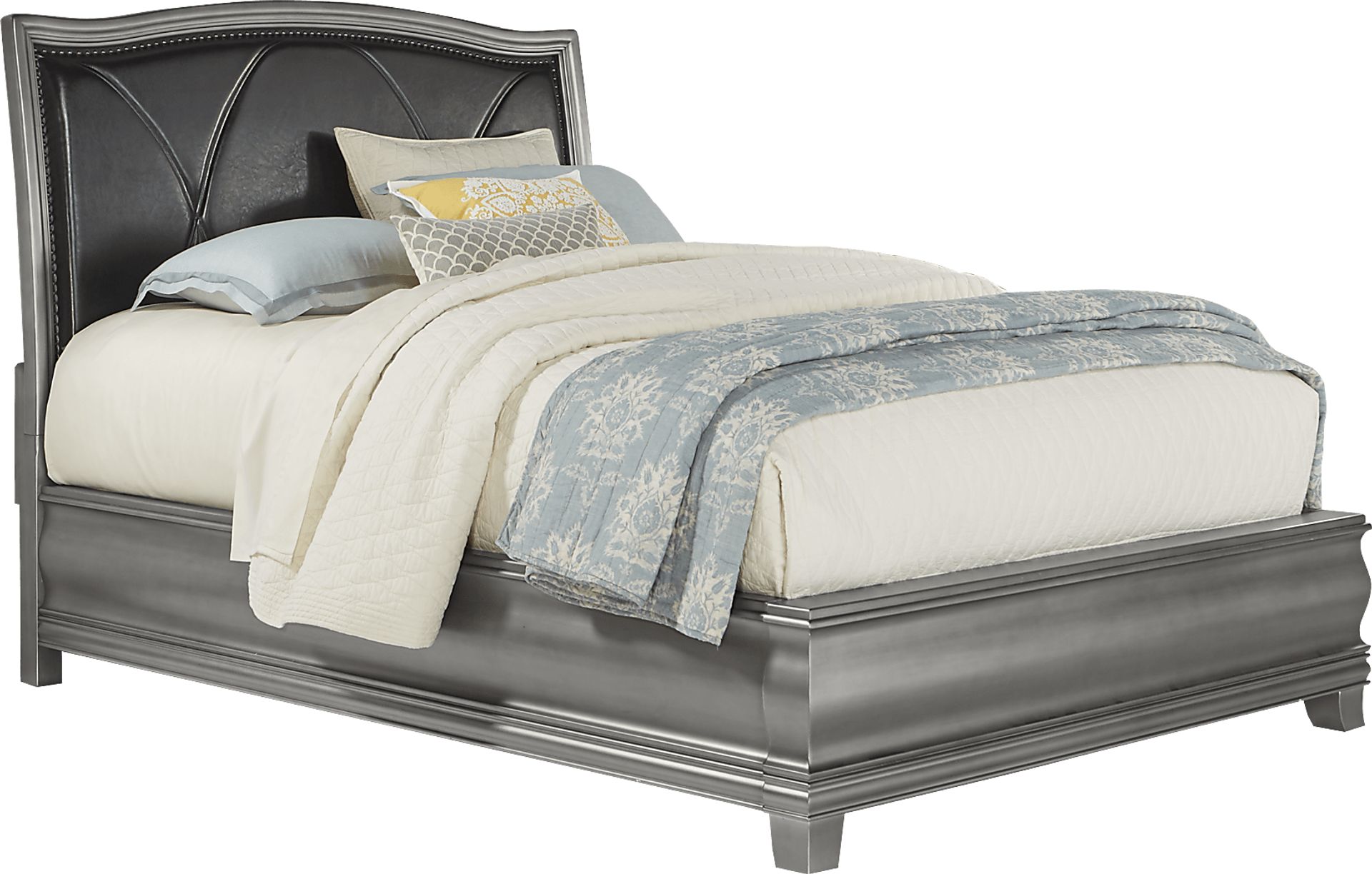 Alexi Silver 3 Pc King Bed with Chocolate Inset - Image 5