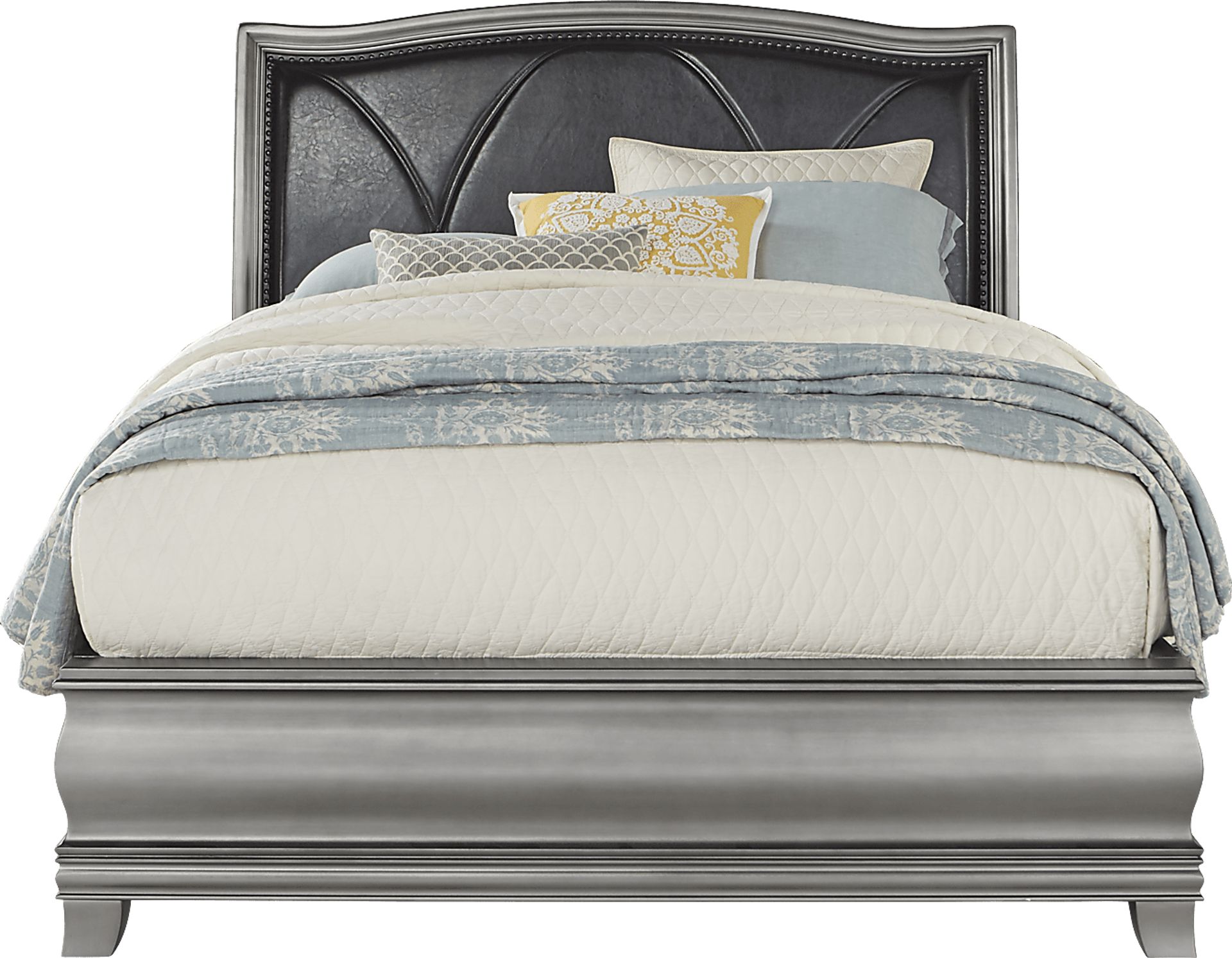 Alexi Silver 3 Pc King Bed with Chocolate Inset - Image 1