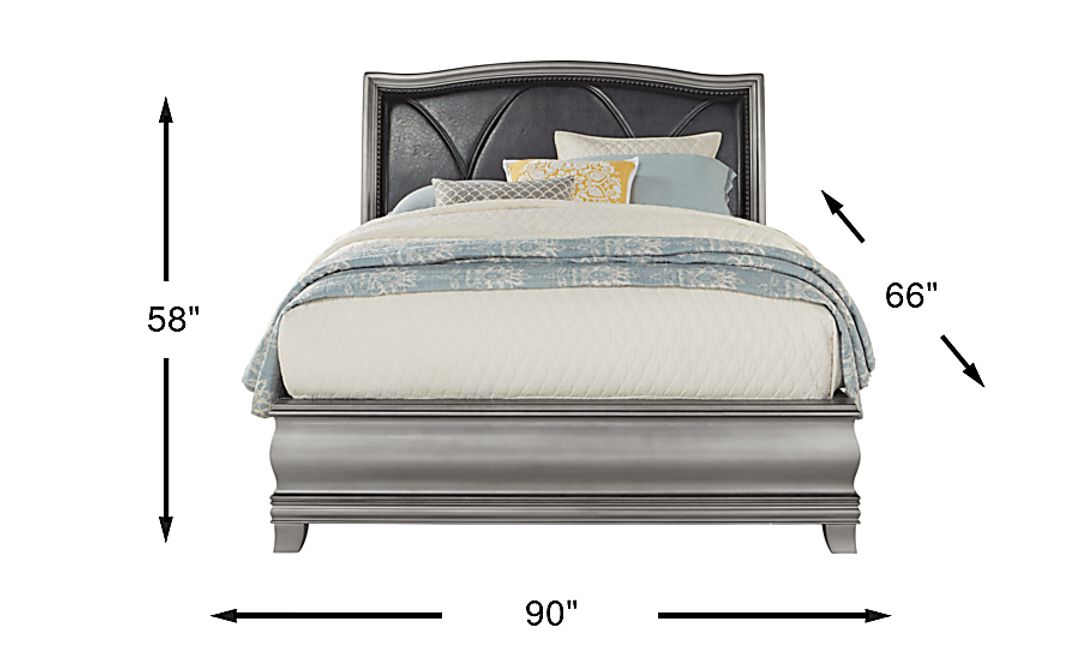 Alexi Silver 3 Pc Queen Bed with Chocolate Inset