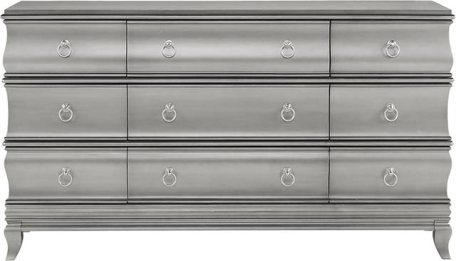 Alexi Silver 5 Pc King Bedroom with Blue Upholstered Bed - Thumbnail - Image 3