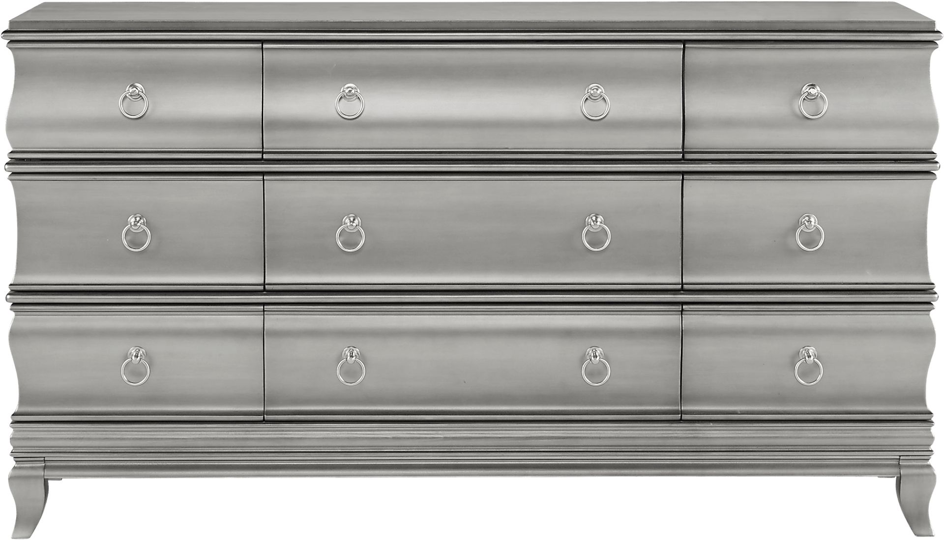 Alexi Silver 7 Pc Queen Panel Bedroom with Chocolate Inset - Image 6