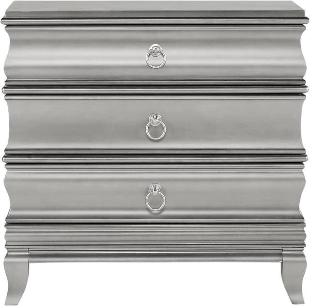 Alexi Silver 7 Pc King Panel Bedroom with Chocolate Inset - Thumbnail - Image 7