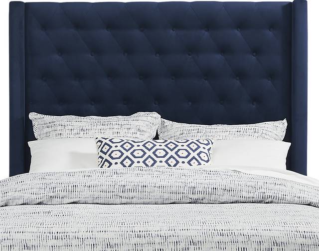 Alexis Blue 3 Pc King Upholstered Bed - Thumbnail - Image 3