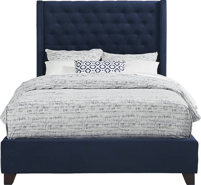 Alexis Blue 3 Pc Queen Upholstered Bed - Thumbnail - Image 1