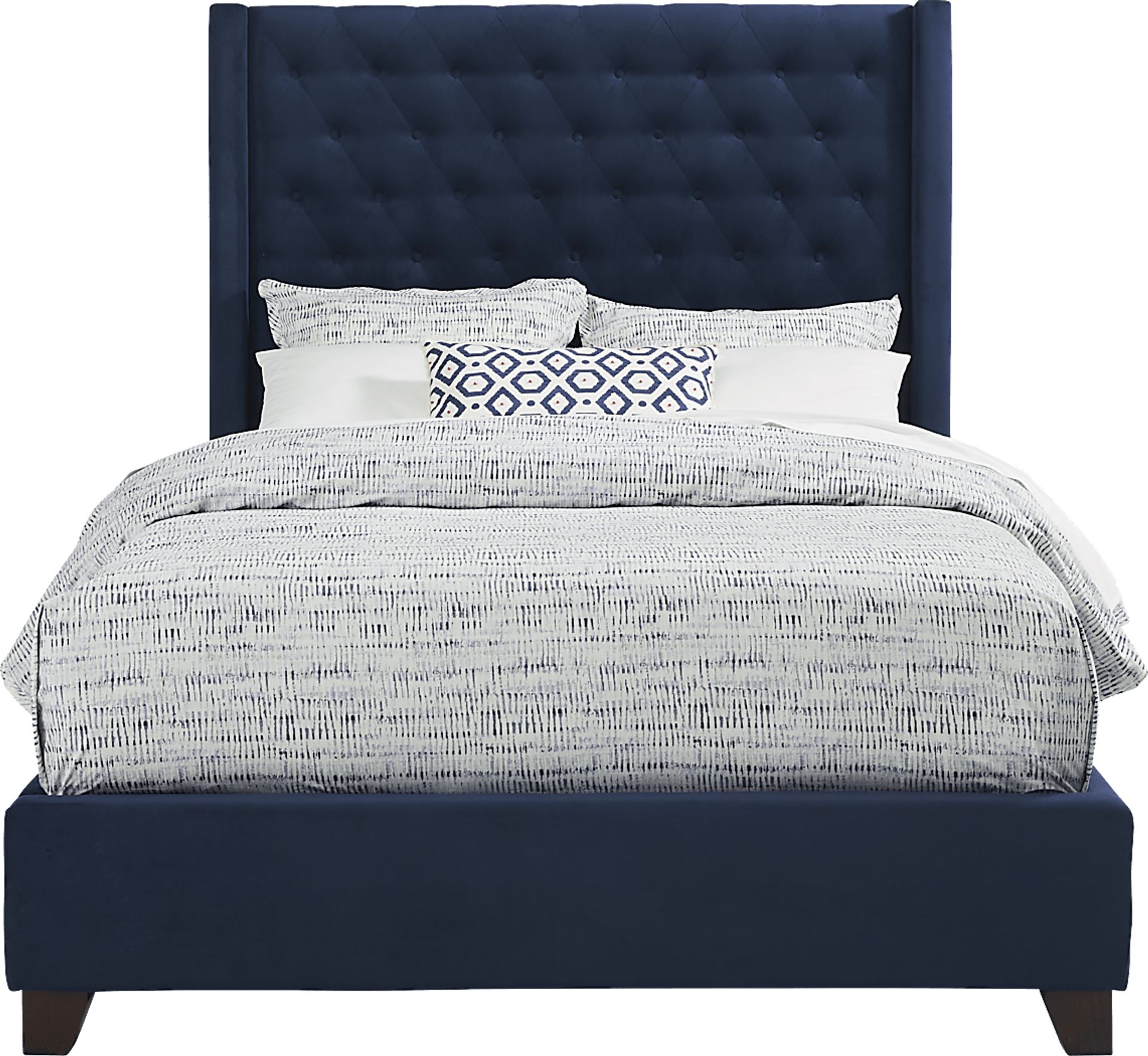 Alexis Blue 3 Pc Queen Upholstered Bed - Image 1