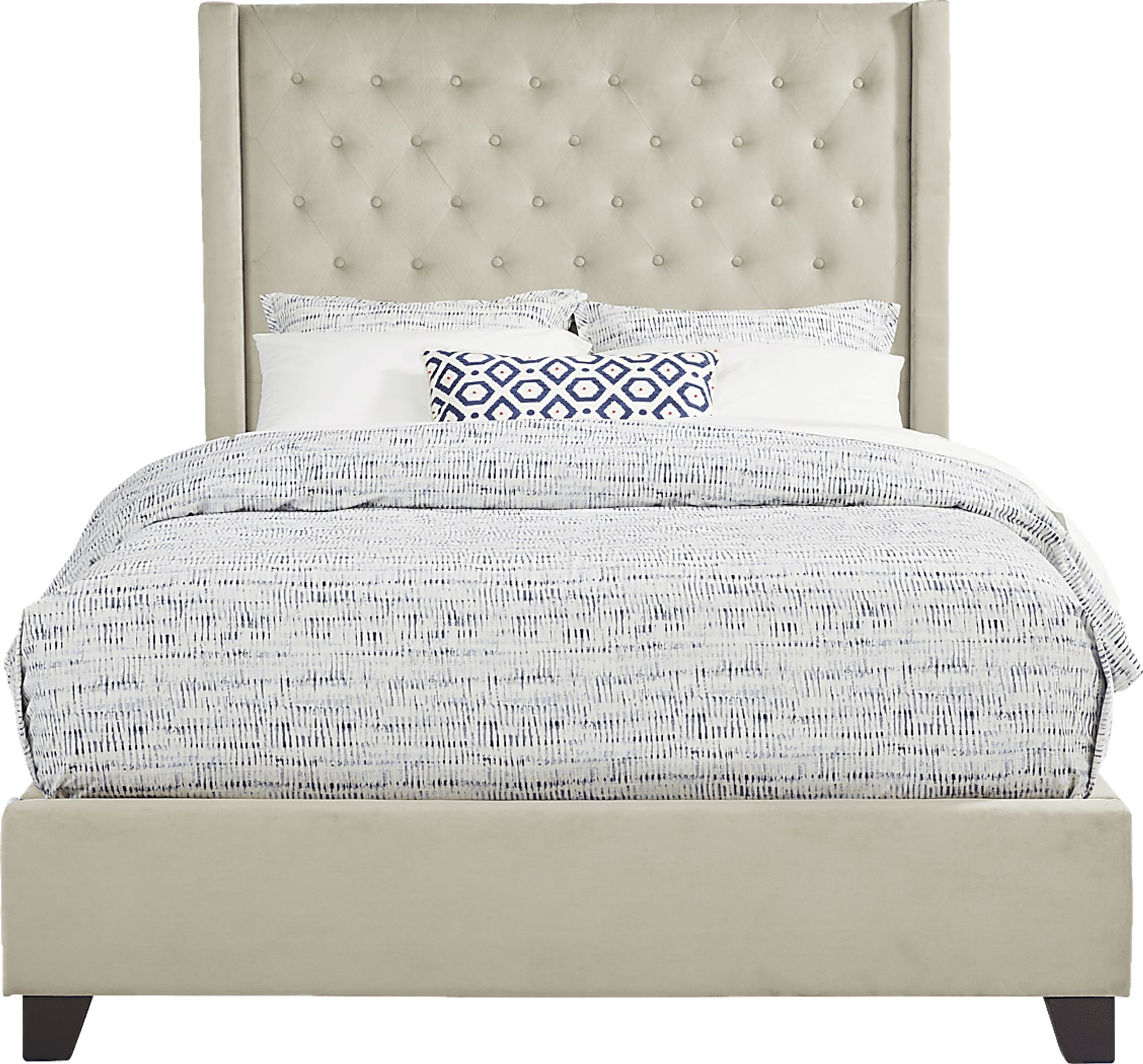 Alexis Gray 3 Pc Queen Upholstered Bed - Image 1