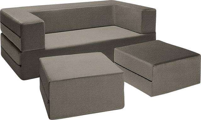 Alfy Light Brown Convertible Loveseat and Ottomans - Thumbnail - Image 2