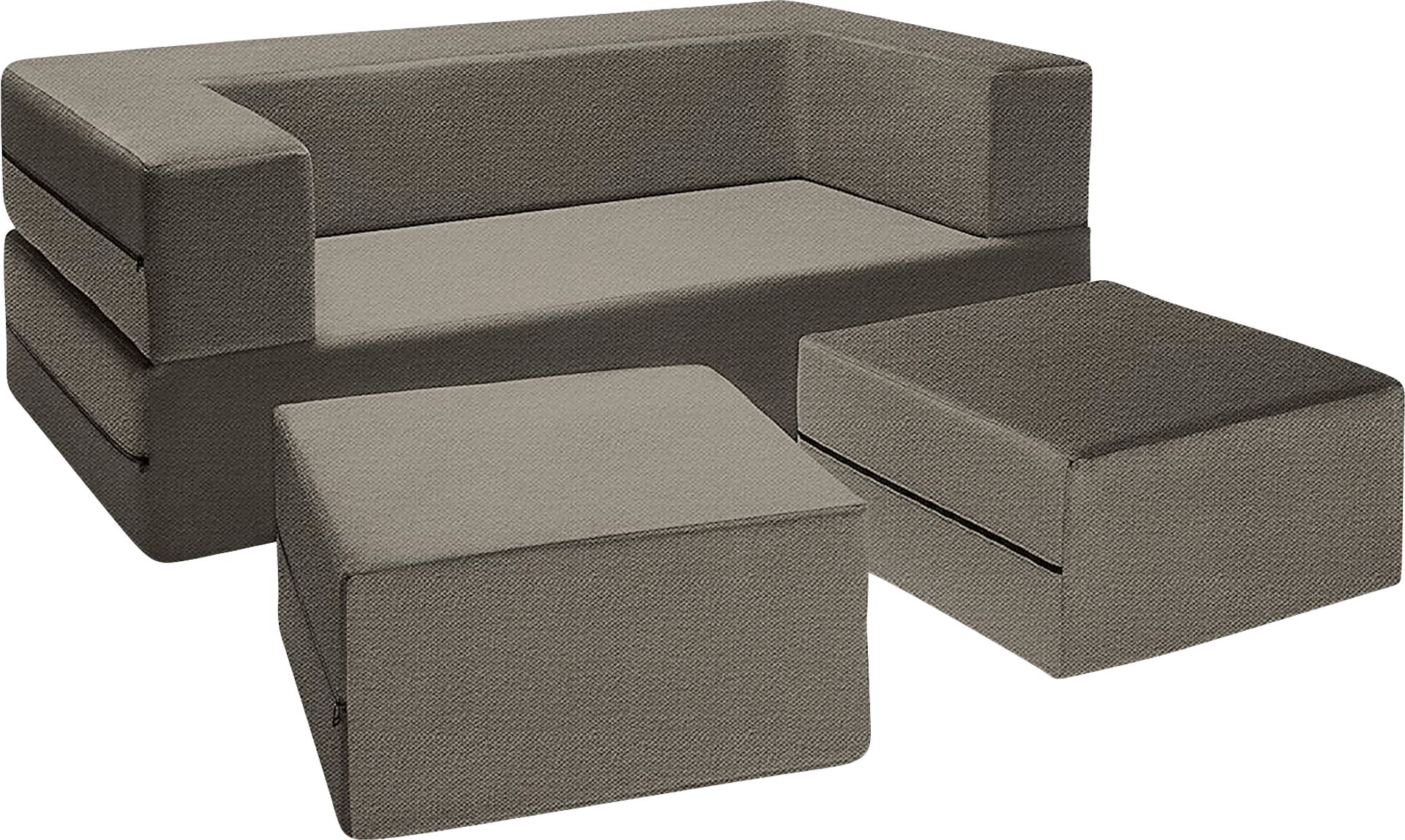 Alfy Light Brown Convertible Loveseat and Ottomans - Image 2