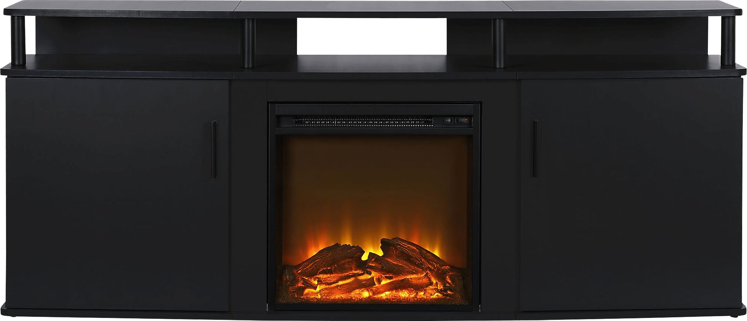 Alguire Black 63 in. Console with Electric Fireplace Rooms To Go