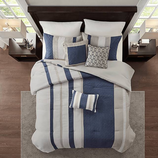 Alima Blue 7 Pc Queen Comforter Set - Thumbnail - Image 3