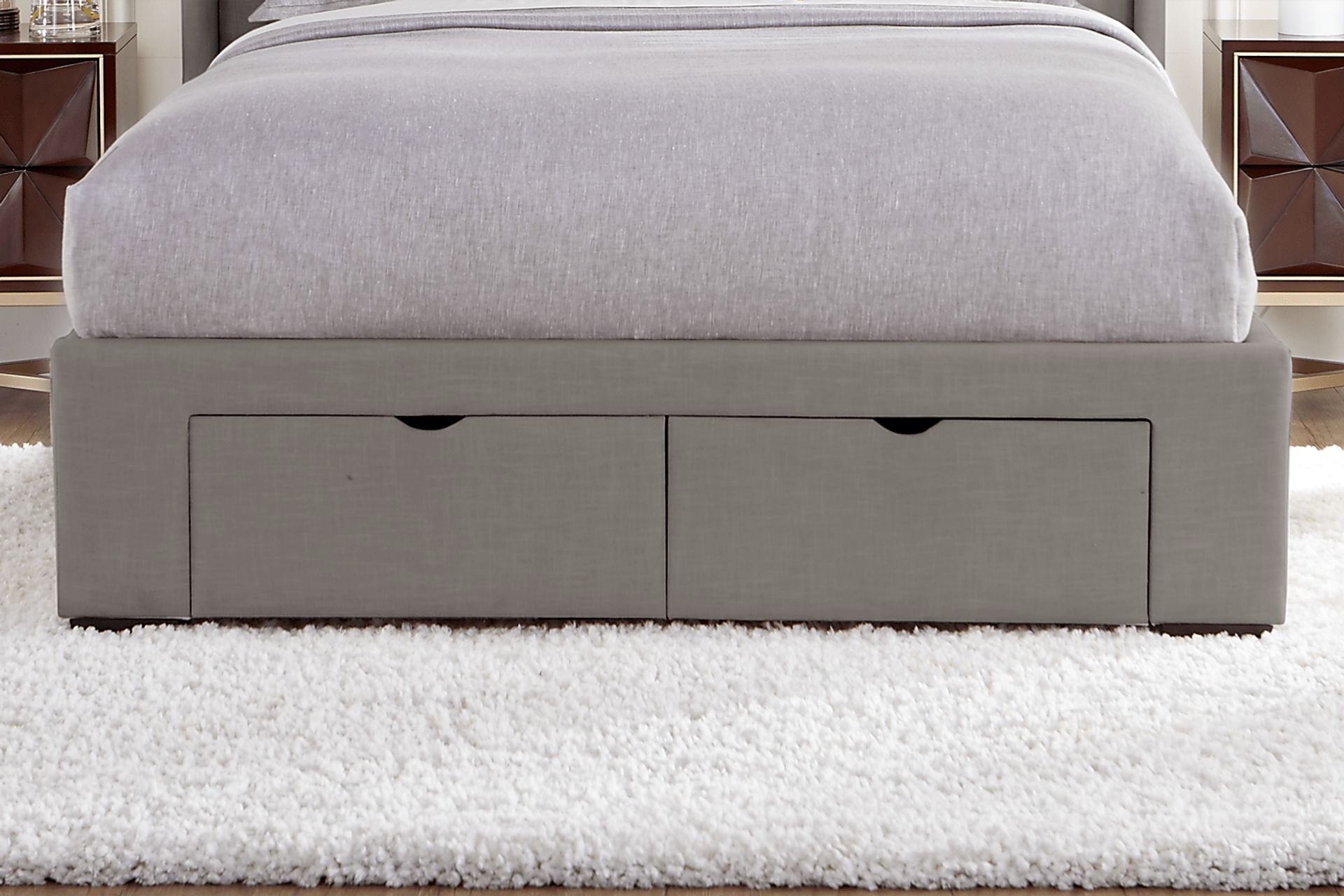 Alison Gray 3 Pc King Upholstered Bed with 2 Drawer Storage - Image 3