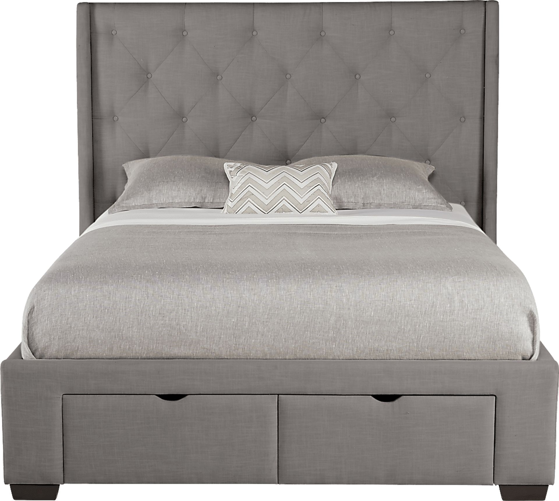 Alison Gray 3 Pc King Upholstered Bed with 2 Drawer Storage - Image 1
