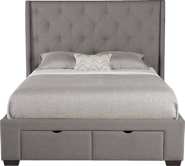 Alison Gray 3 Pc Queen Upholstered Bed with 2 Drawer Storage - Thumbnail - Image 1