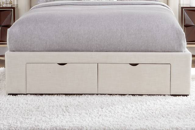 Alison Oatmeal 3 Pc King Upholstered Bed with 2 Drawer Storage - Thumbnail - Image 3