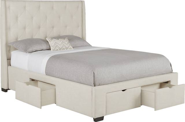Alison Oatmeal 3 Pc King Upholstered Bed with 4 Drawer Storage - Thumbnail - Image 1