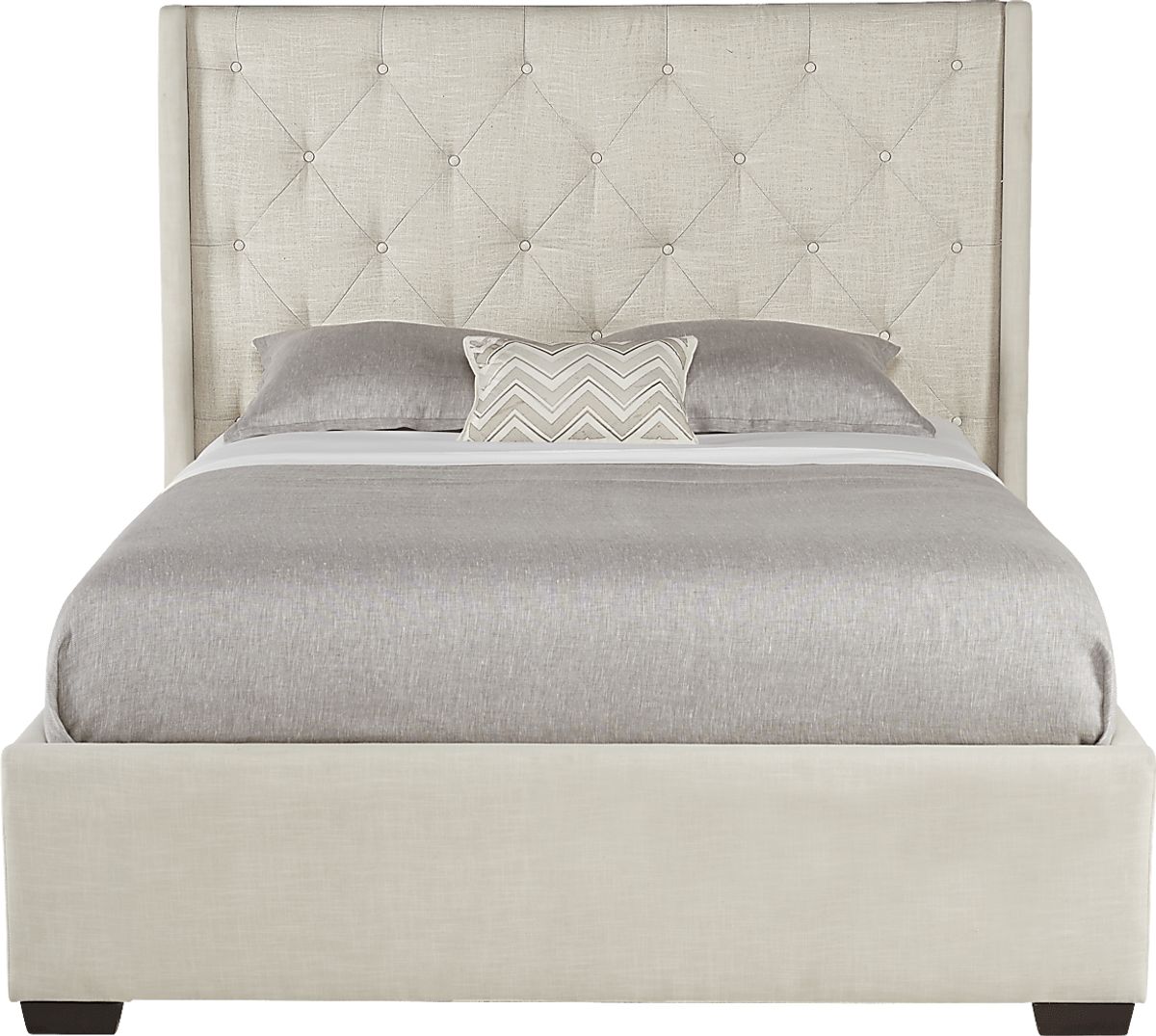 Alison Oatmeal Colors,White 3 Pc King Upholstered Bed Rooms to Go