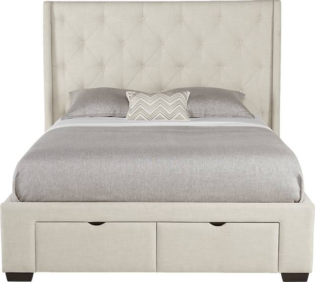 Alison Oatmeal 3 Pc Queen Upholstered Bed with 2 Drawer Storage - Thumbnail - Image 1