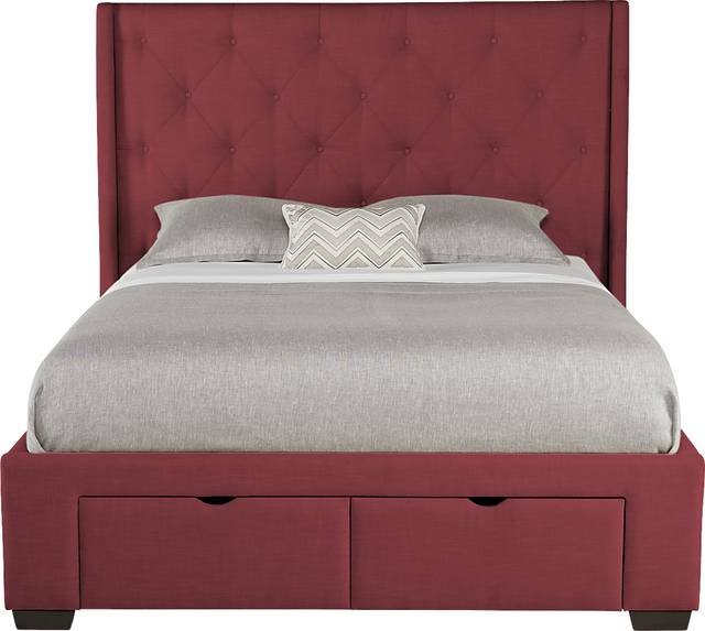 Alison Red 3 Pc King Upholstered Bed with 2 Drawer Storage - Thumbnail - Image 1