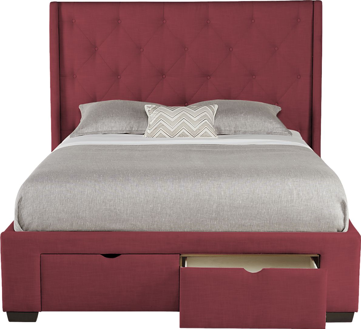 Alison Red 3 Pc King Upholstered Bed with 2 Drawer Storage