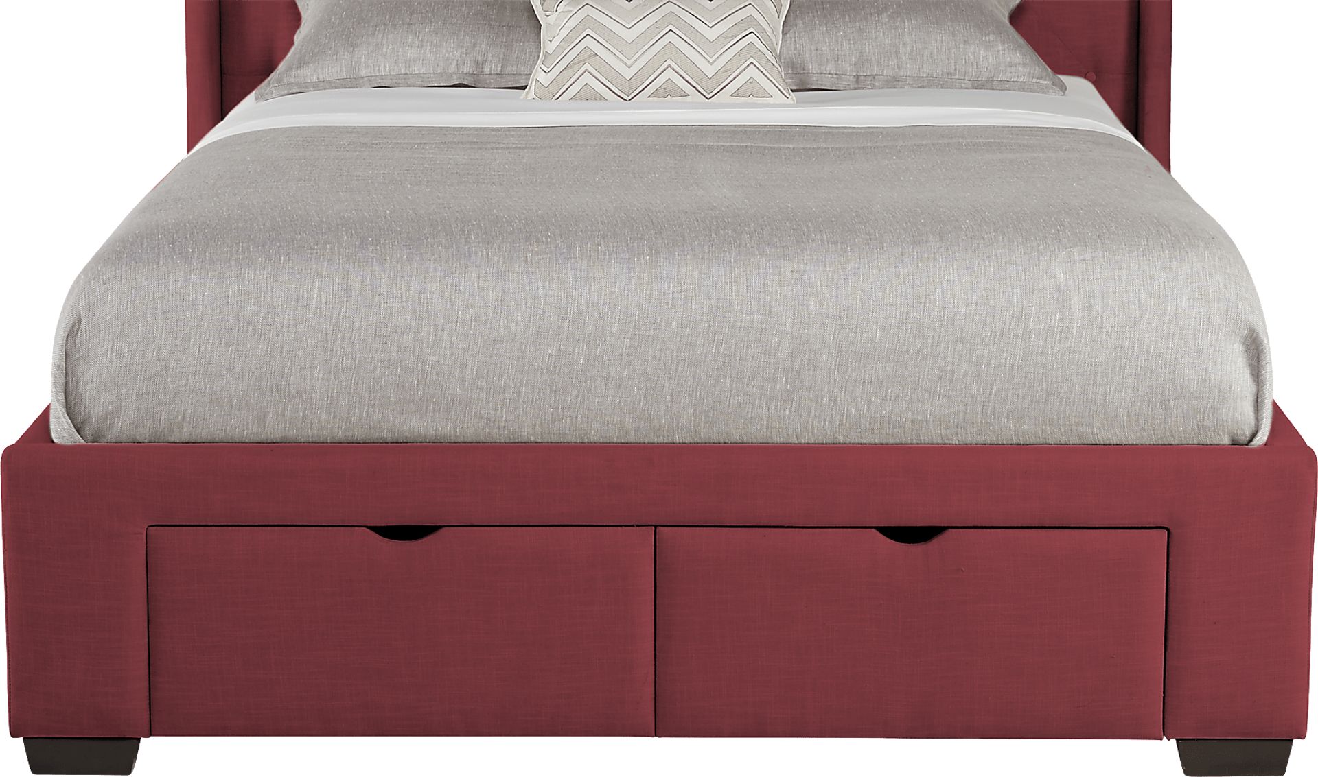 Alison Red 3 Pc Queen Upholstered Bed with 2 Drawer Storage - Image 3