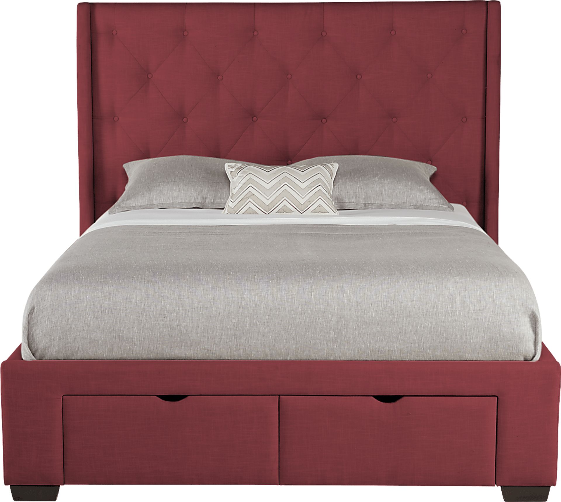 Alison Red 3 Pc Queen Upholstered Bed with 2 Drawer Storage - Image 1