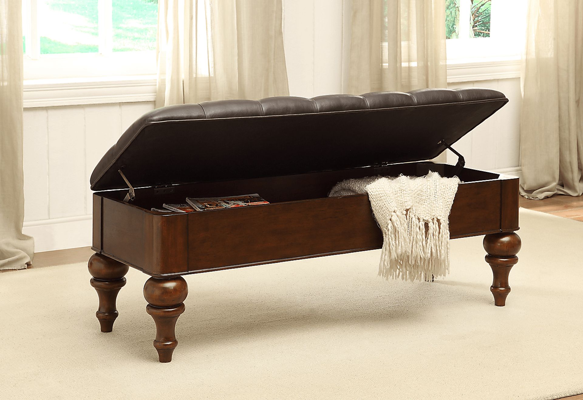 Allen Brown Storage Bench - Image 3