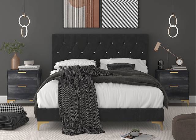 Allengrove Black King Bed with 2 Nightstands - Thumbnail - Image 2