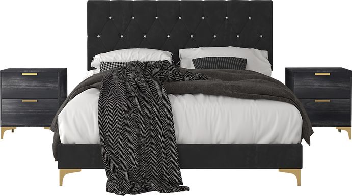 Allengrove Black King Bed with 2 Nightstands
