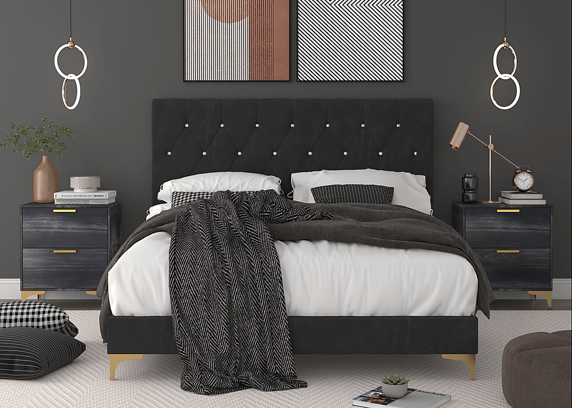 Allengrove Black Queen Bed with 2 Nightstands - Image 2